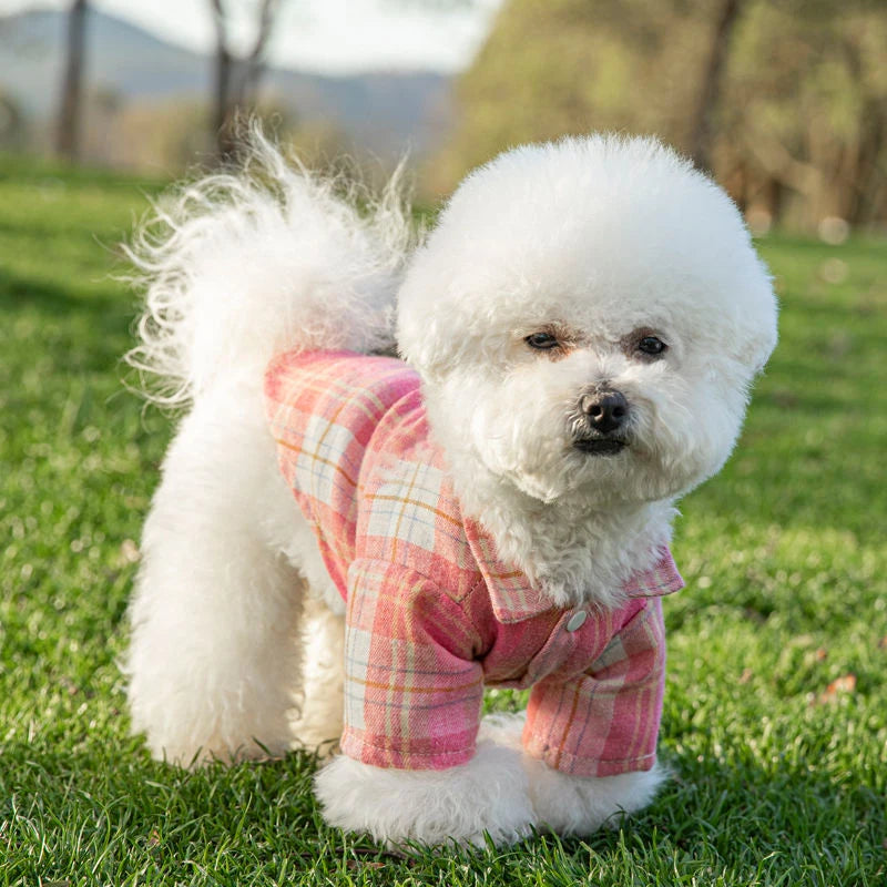 British Plaid Summer Dog Shirt – Lightweight Vest for Small Dogs