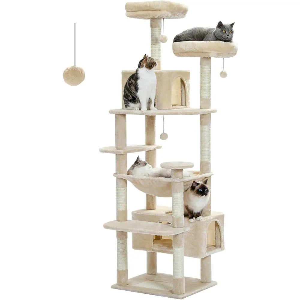 Large Cat Tree Tower with Dual Condos & Scratching Posts – for Large Cats