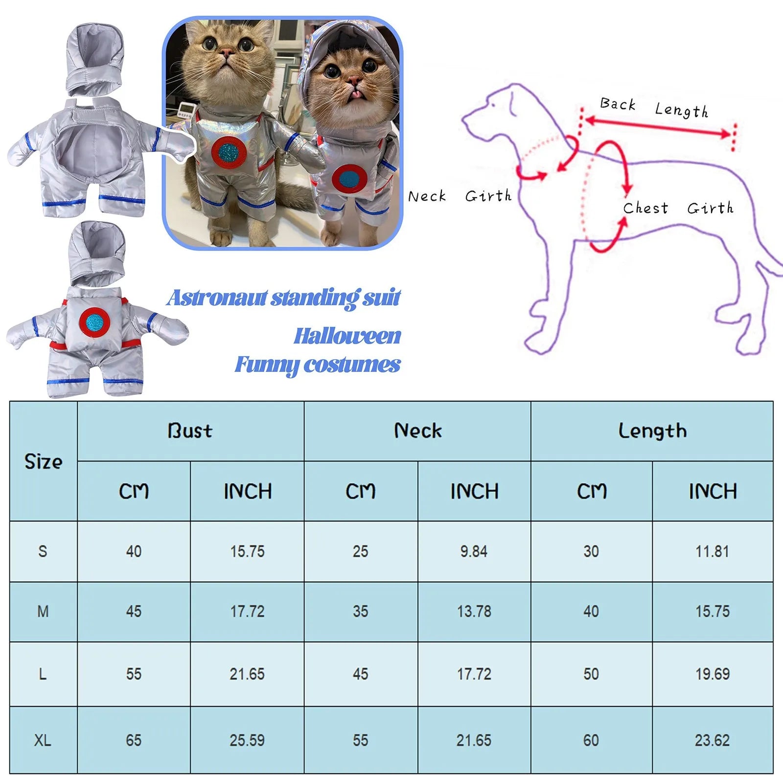 Astronaut Pet Costume – Funny Space Suit Outfit for Dogs & Cats