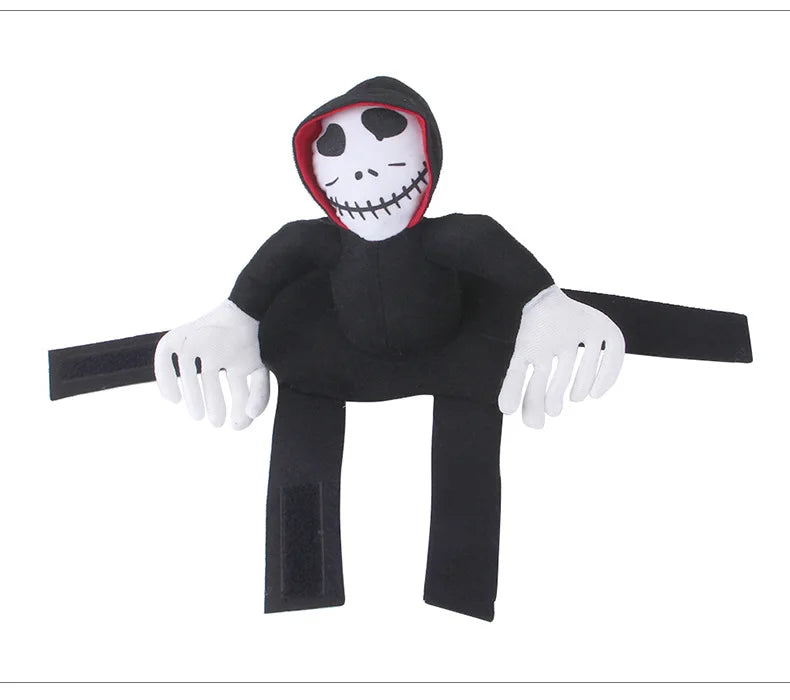 Halloween Death Rider Dog Costume – Adjustable Skeleton Rider Outfit for Cats & Dogs