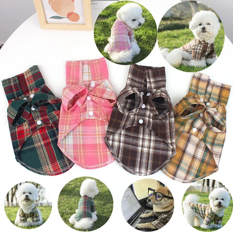 Summer Plaid Dog Shirt – Lightweight Pet Vest for Small Dogs & Cats