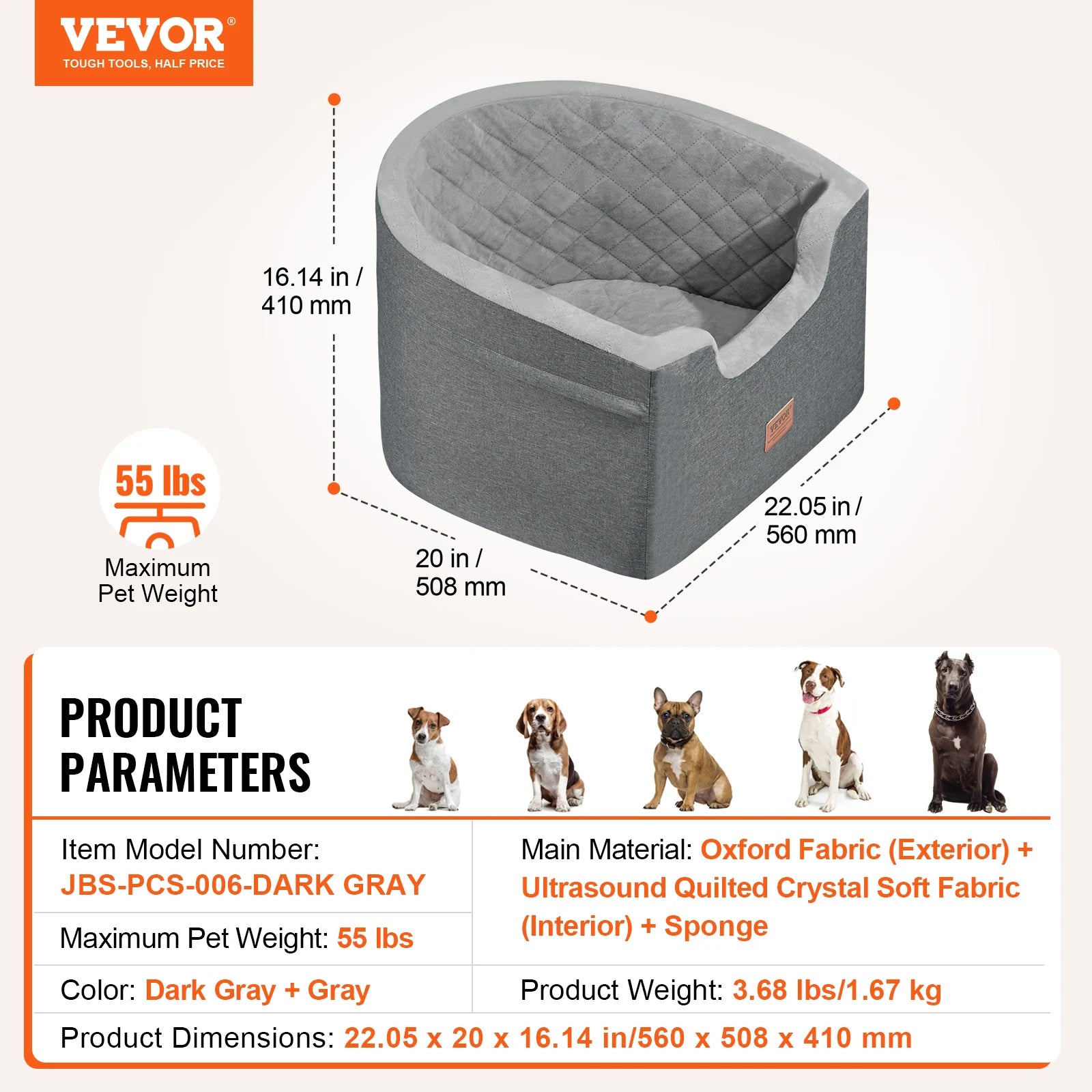 SucceBuy Dog Car Seat – Waterproof Booster Seat & Travel Bed for Medium & Large Dogs