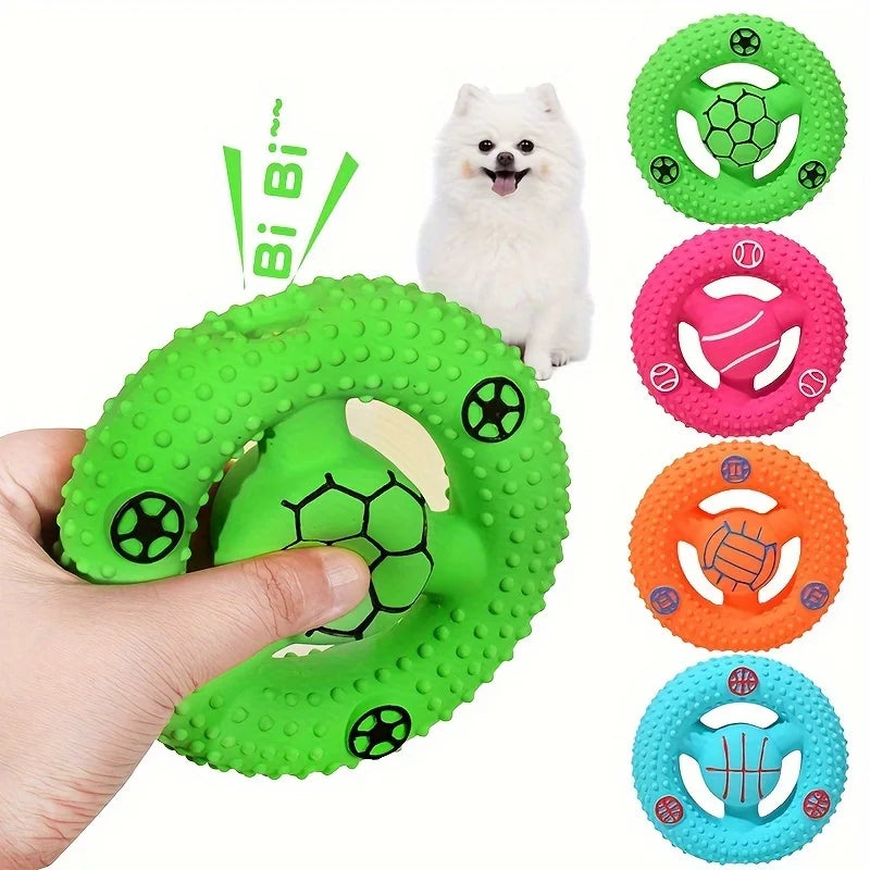 Dog Plush Toy – Football & Basketball Design Squeaky Chew Toy, Interactive Teeth Cleaning Plush for Dogs