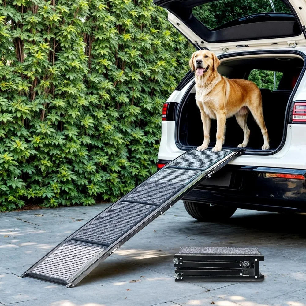 63" Folding Dog Ramp for Car – Portable Pet Ramp with Non-Slip Surface for Large Dogs up to 200 lbs