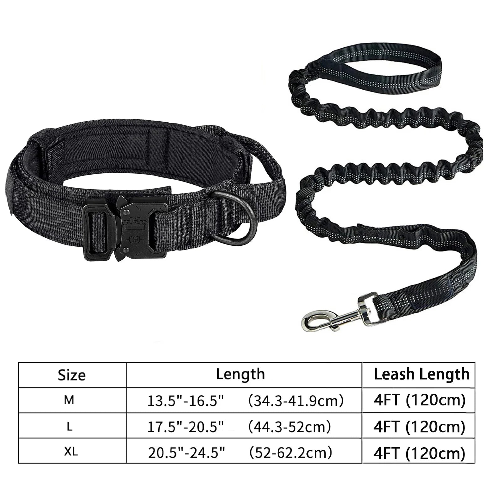 Tactical Dog Collar & Leash Set – Heavy-Duty Adjustable Military-Grade for All Dog Sizes