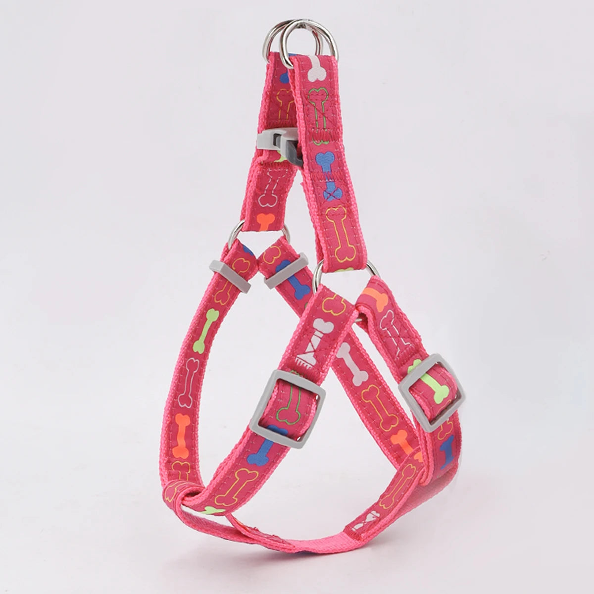 Colorful Bone Tripod Dog Harness – Adjustable Pet Harness for Indoor & Outdoor Use (1PC)