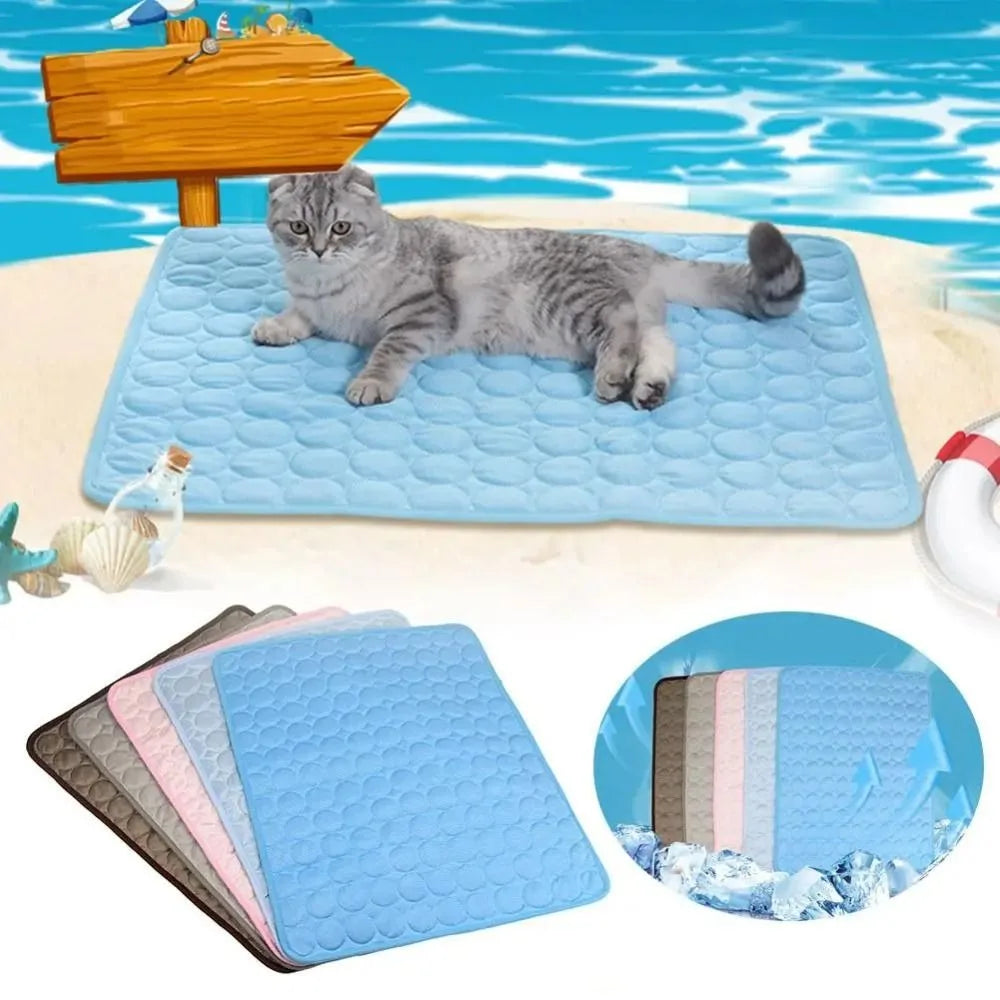 Cool Ice Silk Pet Cooling Mat – Moisture-Proof Summer Sleeping Pad for Dogs, Cats & Small Animals (5 Sizes Available)