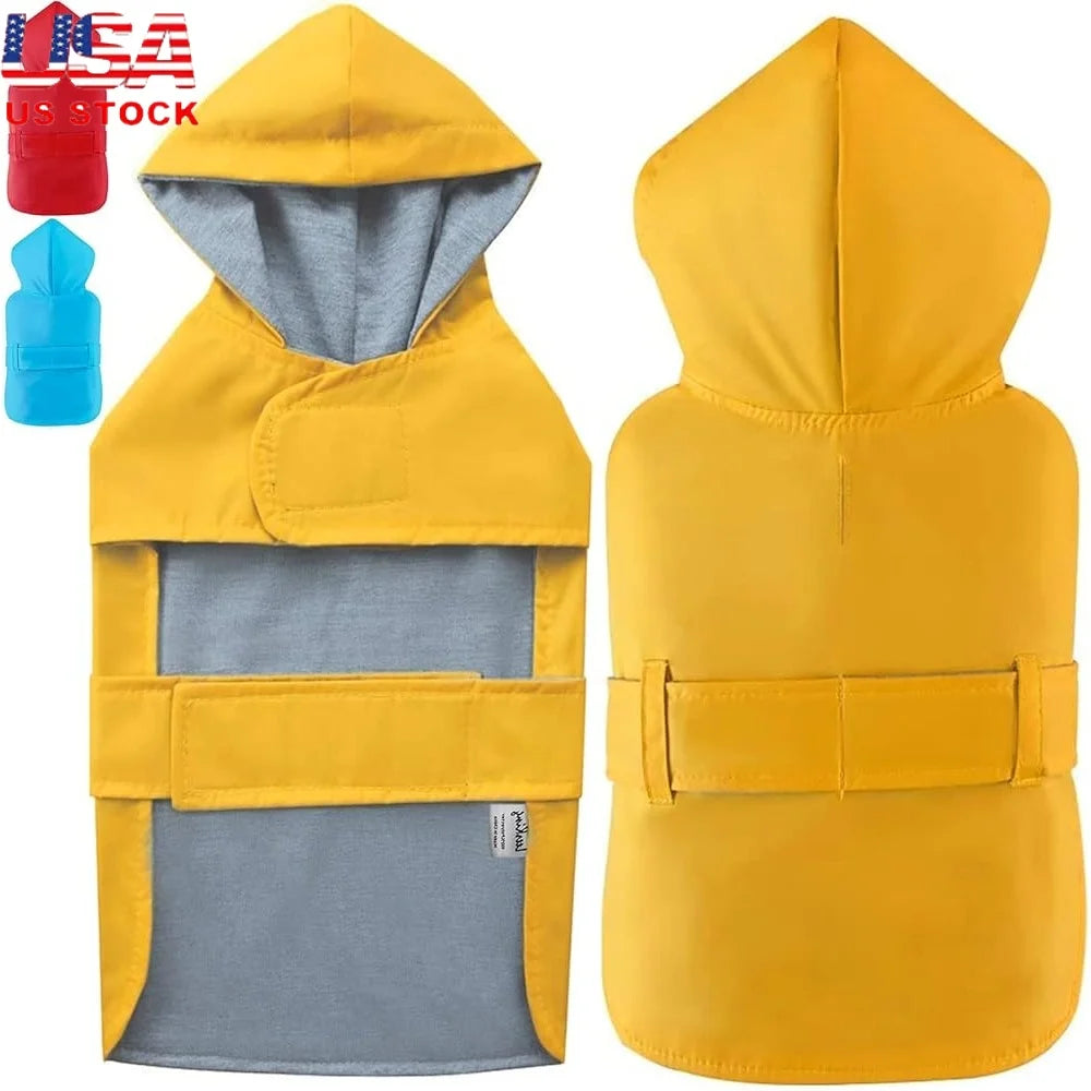 Waterproof Dog Raincoat with Hood – Adjustable Fit, Leash Hole, and Warm Lining for Small to Large Dogs