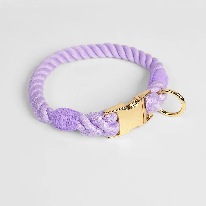 Hand-Woven Cotton Rope Dog Collar & Leash Set – Medium & Large Dogs