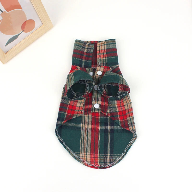 British Plaid Summer Dog Shirt – Lightweight Vest for Small Dogs
