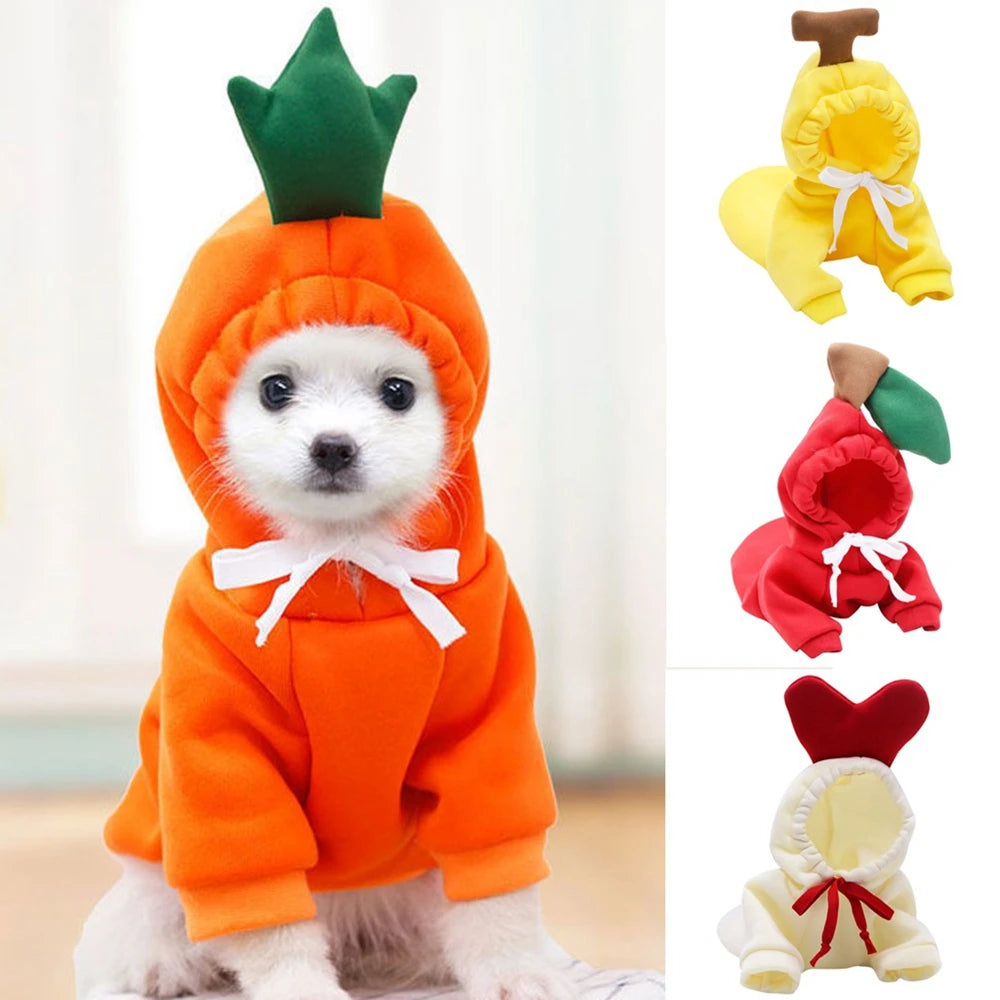 Fruit Dog Hoodie – Warm Fleece Costume for Small Dogs & Cats