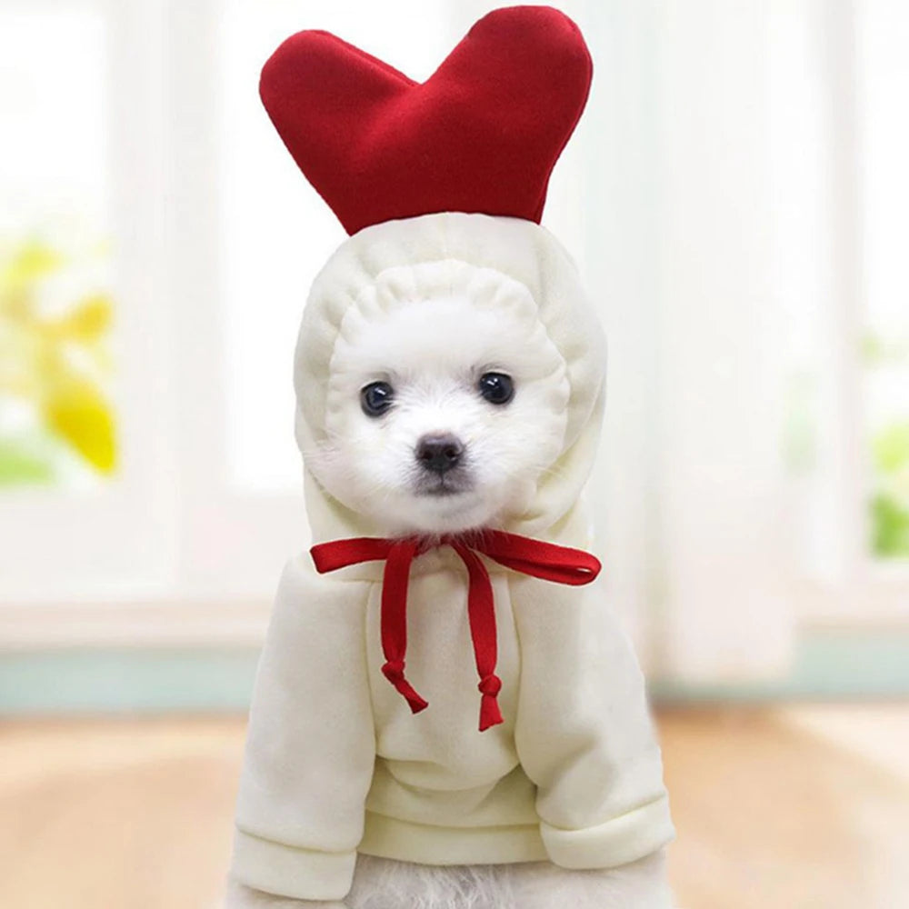 Fall Dog Hoodie – Plush Coat Sweatshirt for Small Dogs & Cats