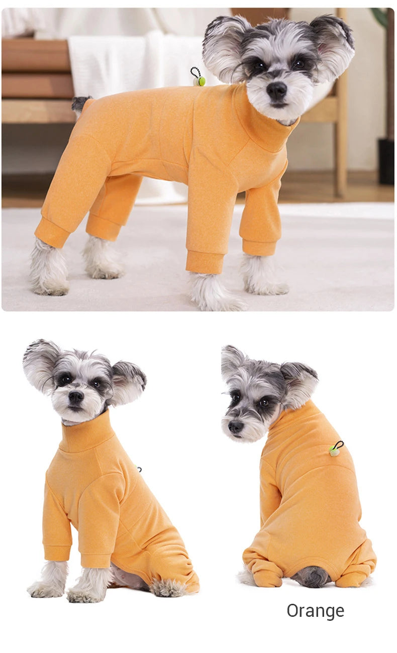 Winter Dog Pajamas – Soft Velvet Warm Jumpsuit for Small Dogs with High Neck