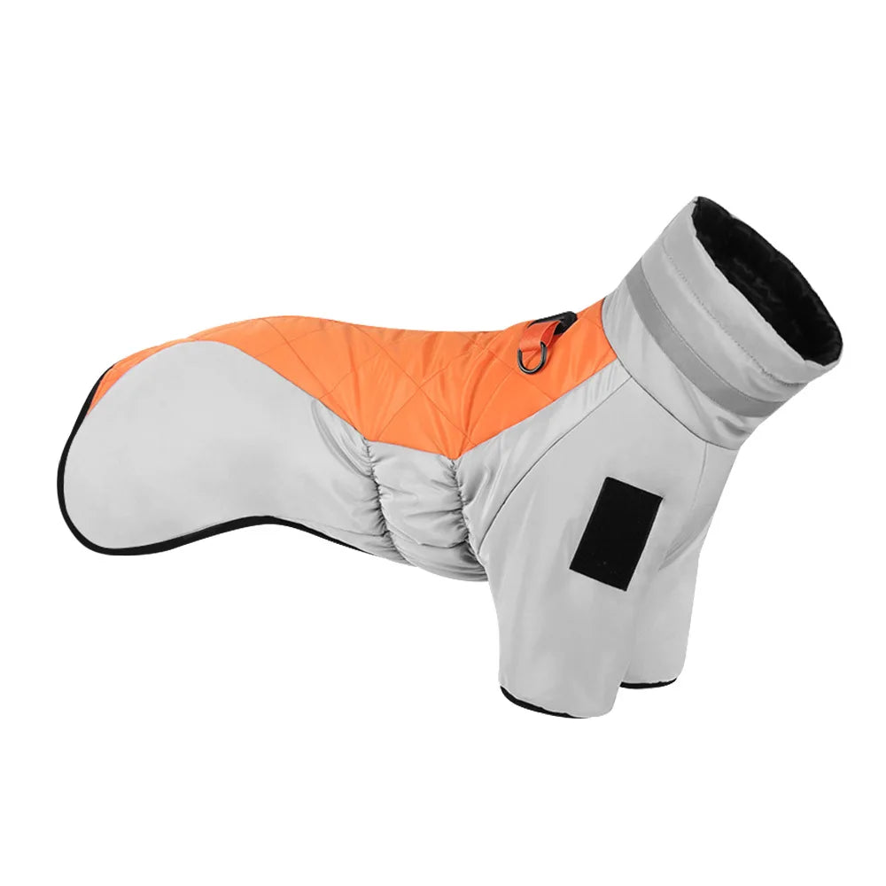 Winter Dog Down Jacket – Waterproof Reflective Coat with High Collar for Medium & Large Dogs