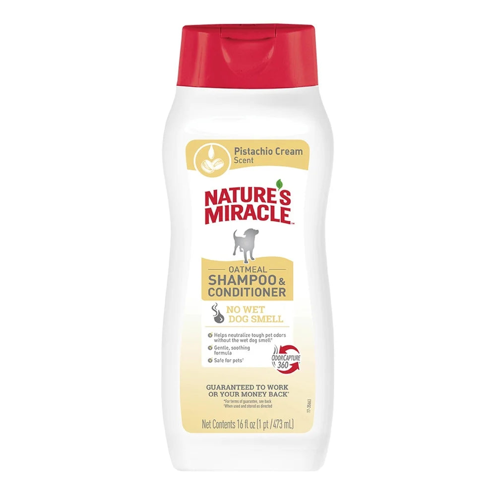 Oatmeal Dog Shampoo & Conditioner – Pistachio Cream Scent | 16 oz Soothing, Moisturizing & Odor Neutralizing Formula for Dogs