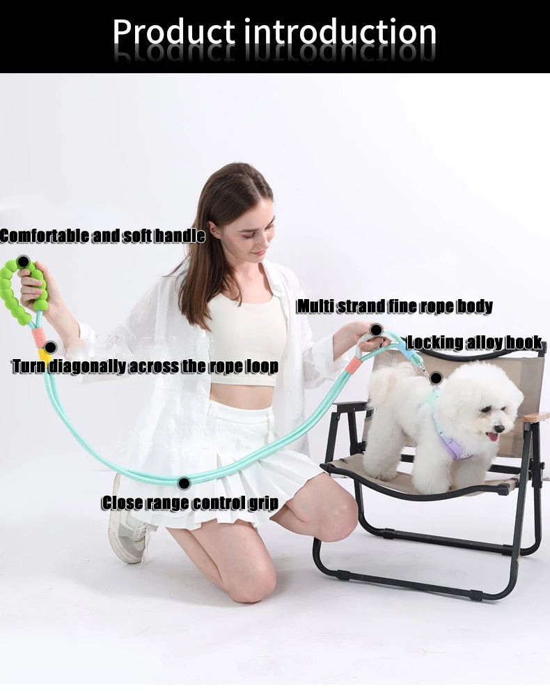 Cotton Candy P-Chain Dog Leash – Anti-Slip, Wear-Resistant Traction Rope