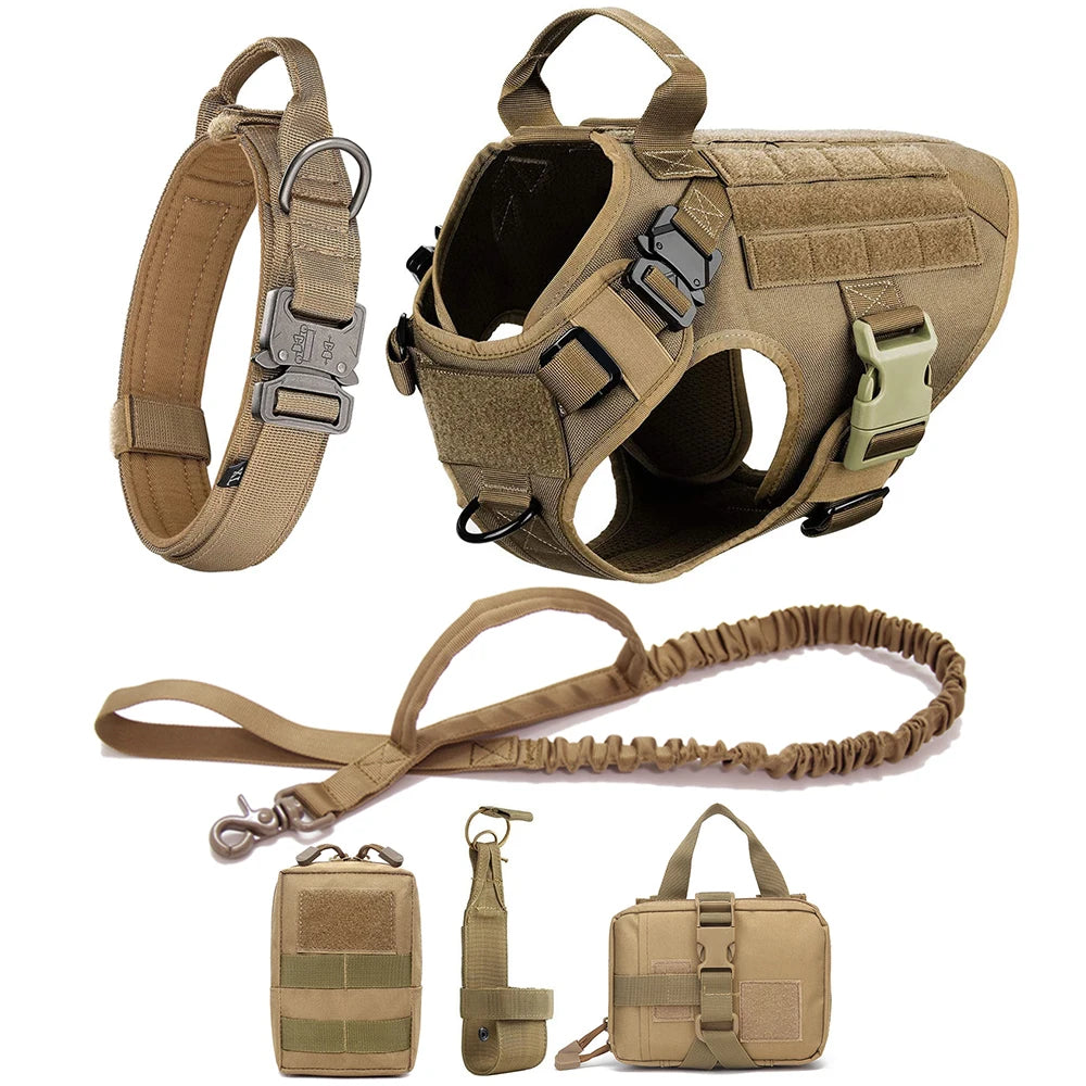 Tactical Dog Harness Set – Collar, Leash & Vest for Large and Small Dogs