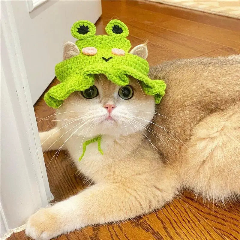 Handmade Knitted Pet Hat – Cute Party Cap for Cats, Kittens & Small Dogs