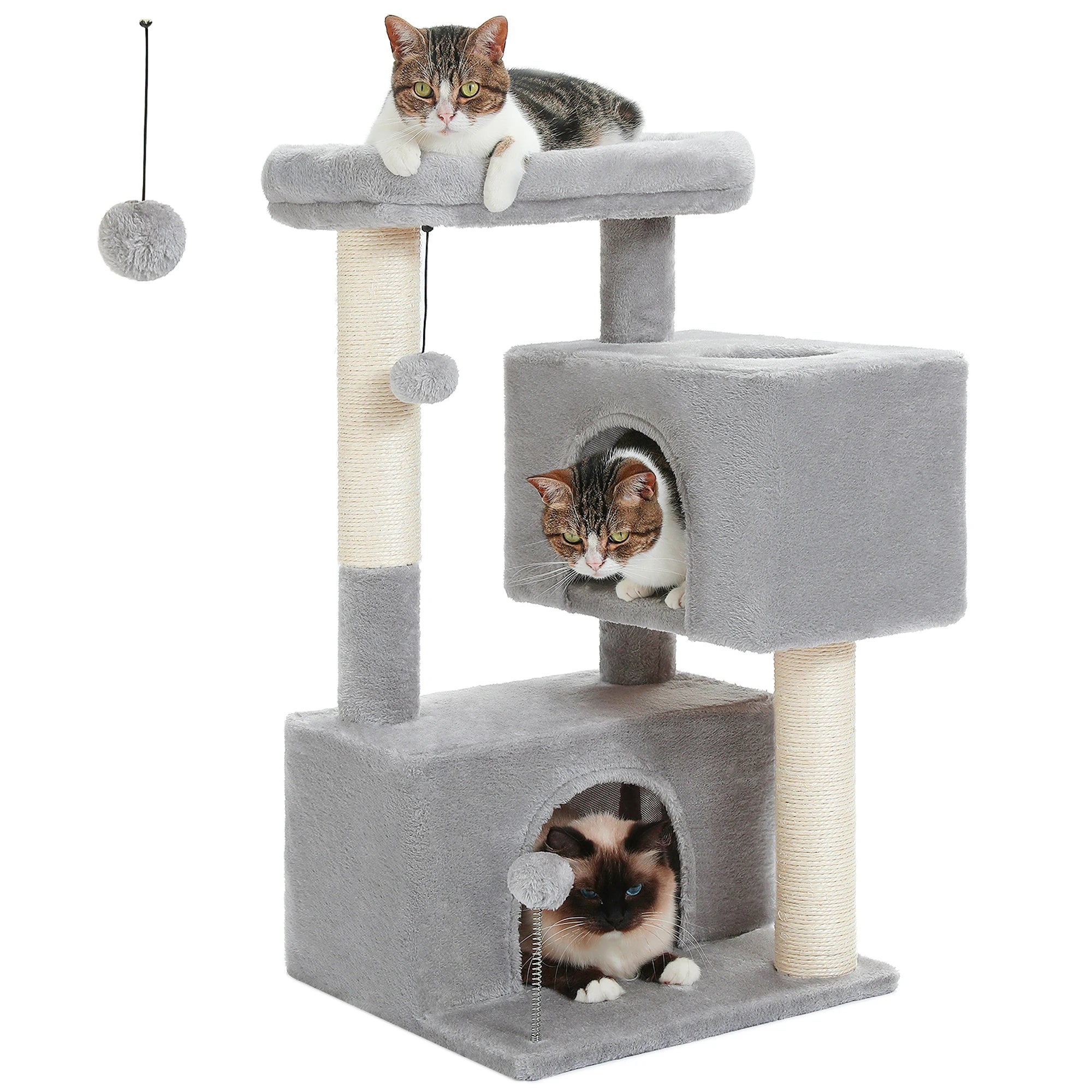 82cm Cat Tree Tower – Double Condos with Detachable Perch & Spring Ball