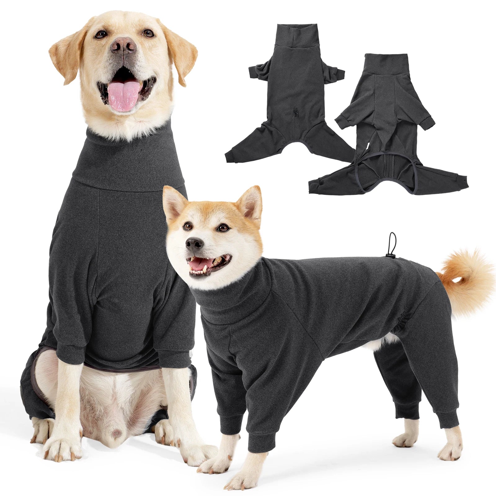 Warm Fleece Dog Jumpsuit – Windproof High-Collar Winter Overalls for Large Dogs