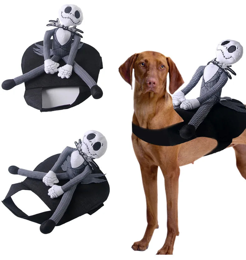 Halloween Rider Dog Costume – Skeleton Doll Outfit for Small & Medium Dogs
