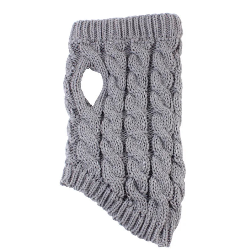 Shortened Title  Knitted Dog Sweater – Autumn/Winter Solid Twist Pattern Warm Pet Clothing