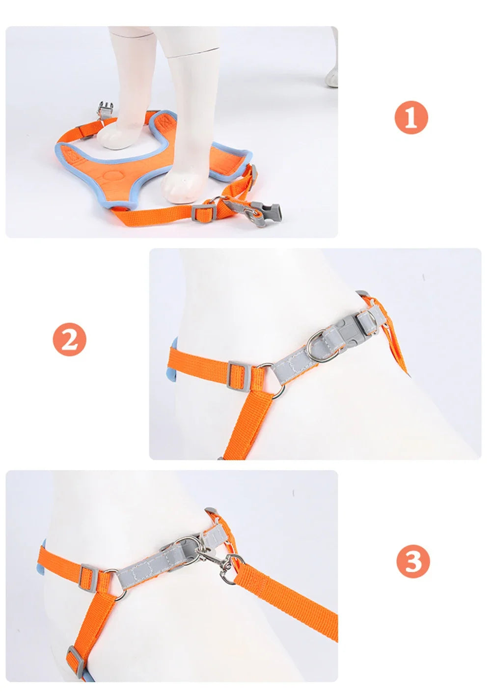 No Pull Harness & Leash Set – Adjustable Reflective Pet Vest for Small Dogs & Cats