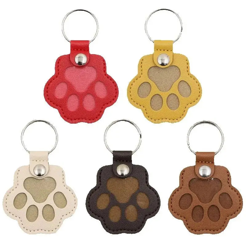 Leather Pet Hair Keepsake Keychain – Cat Paw Memorial Storage Bag