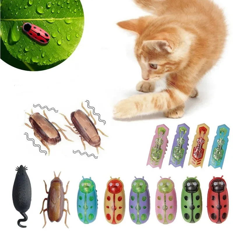 Funny Electric Bugs Catnip Toy – Battery-Operated Mini Robot Insect with Vibration for Cats
