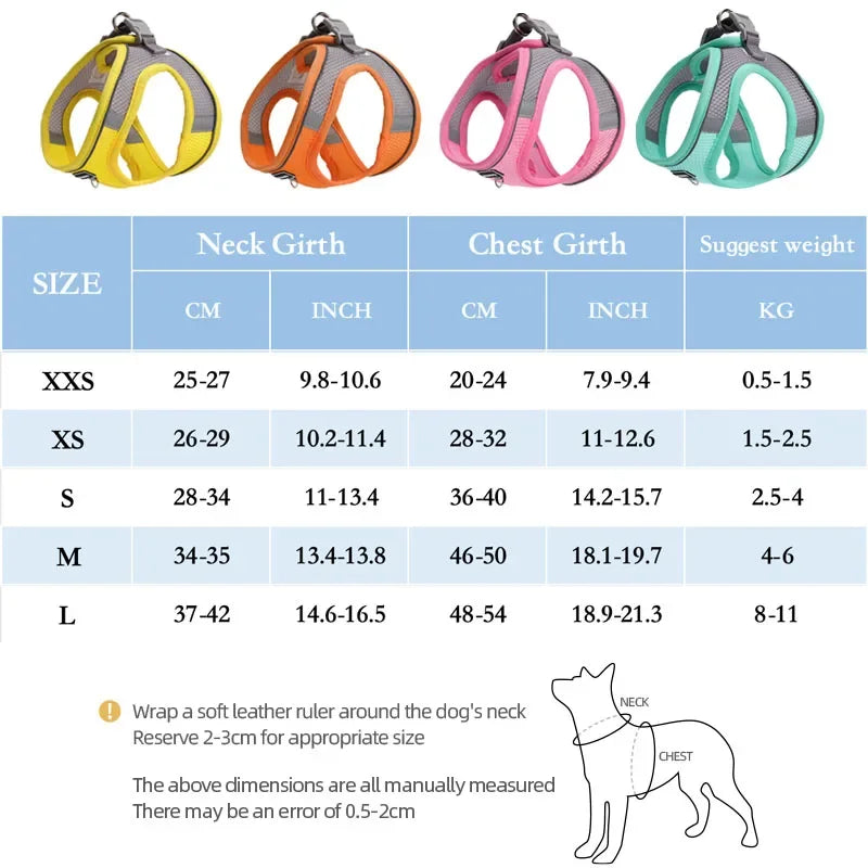 Small Dog Harness & Leash Set – Adjustable Soft Vest for Puppies, Cats & Toy Breeds (No-Choke, Outdoor Walking)