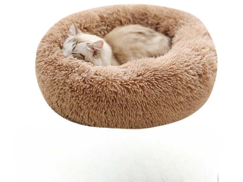 Plush Winter Cat & Dog Nest – Warm, Washable Round Pet Bed