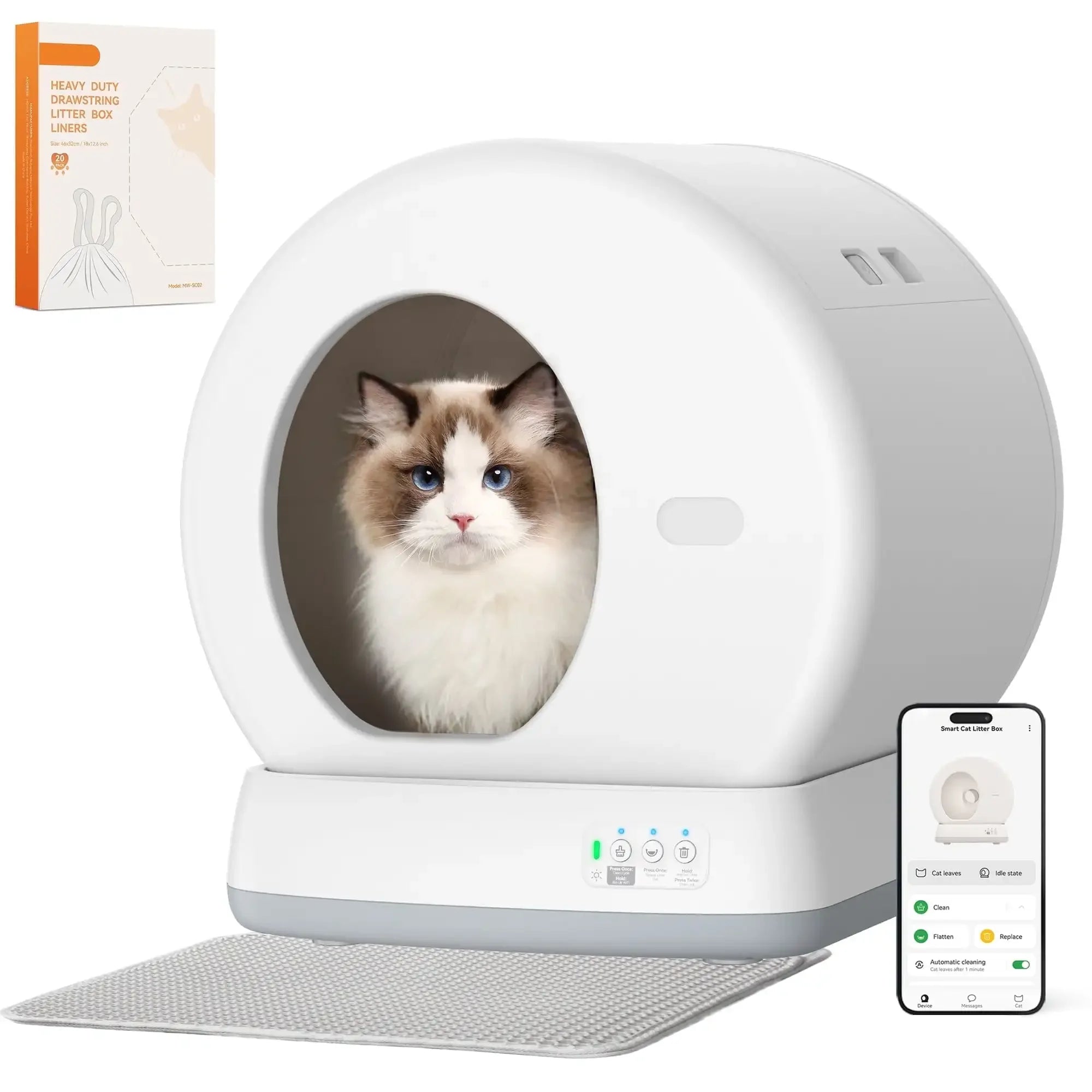 Modern Automatic Cat Litter Box – Self-Cleaning with App Control, Odor Isolation, Safety Sensors & Health Monitoring