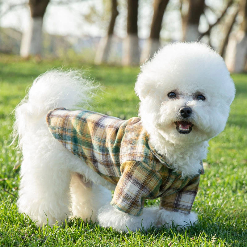British Plaid Summer Dog Shirt – Lightweight Vest for Small Dogs