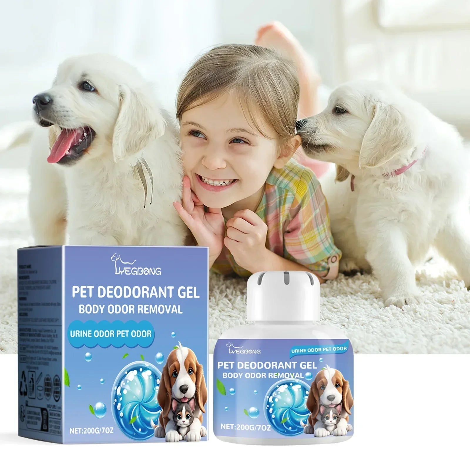 Yegbong Pet Deodorant Gel – Cat & Dog Body, Kennel & Cattery Odor Eliminator, Air Freshener Gel for Pet Areas