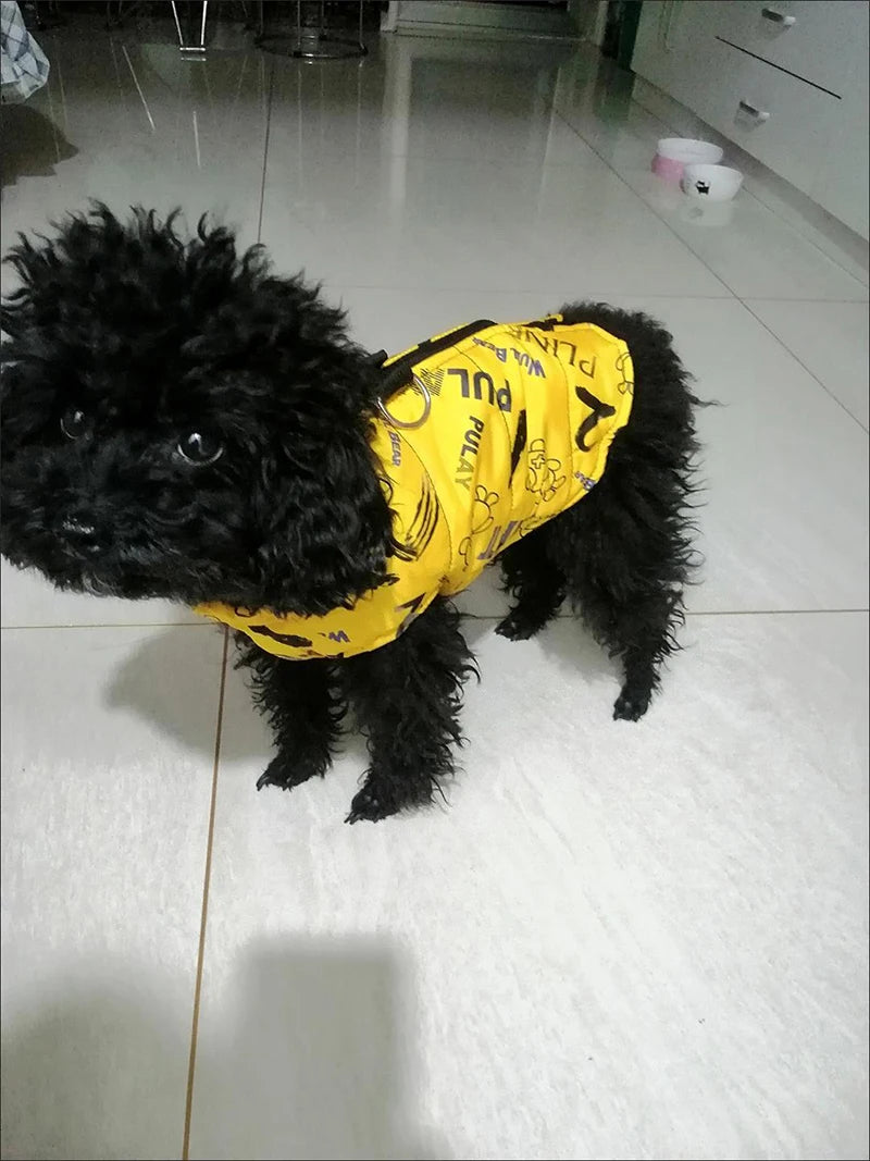 Fashion Waterproof Dog Jacket – Warm Winter Coat with Harness Buckle for Large Dogs