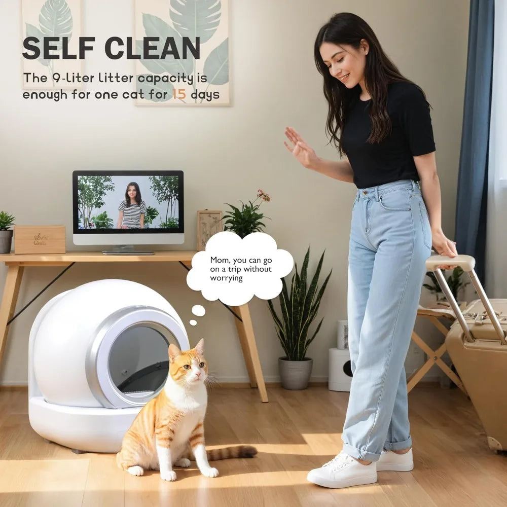 Self-Cleaning Cat Litter Box – Automatic Litter Box with App Control & Safety Features for Multiple Cats