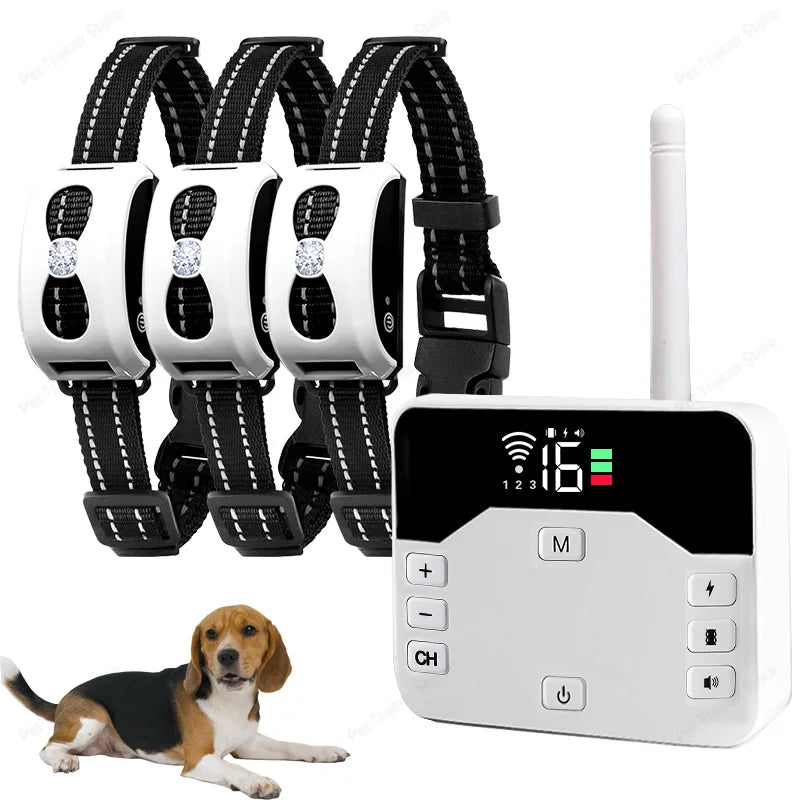 2-in-1 Wireless Dog Fence & Training Collar – Rechargeable Anti-Runaway System for Up to 3 Dogs