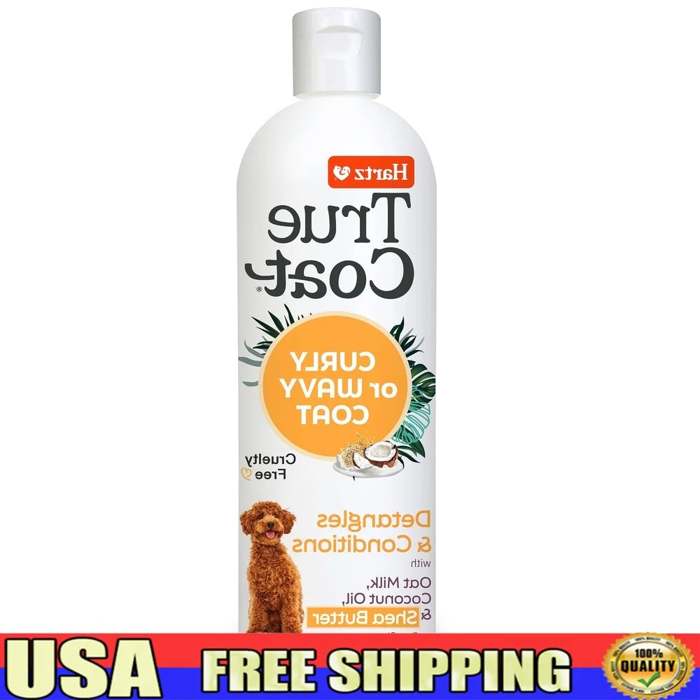 Curly & Wavy Dog Shampoo – Hydrating Detangler with Oat Milk, Coconut Oil & Shea Butter for Poodles, Doodles & Bichon Frise, 16oz