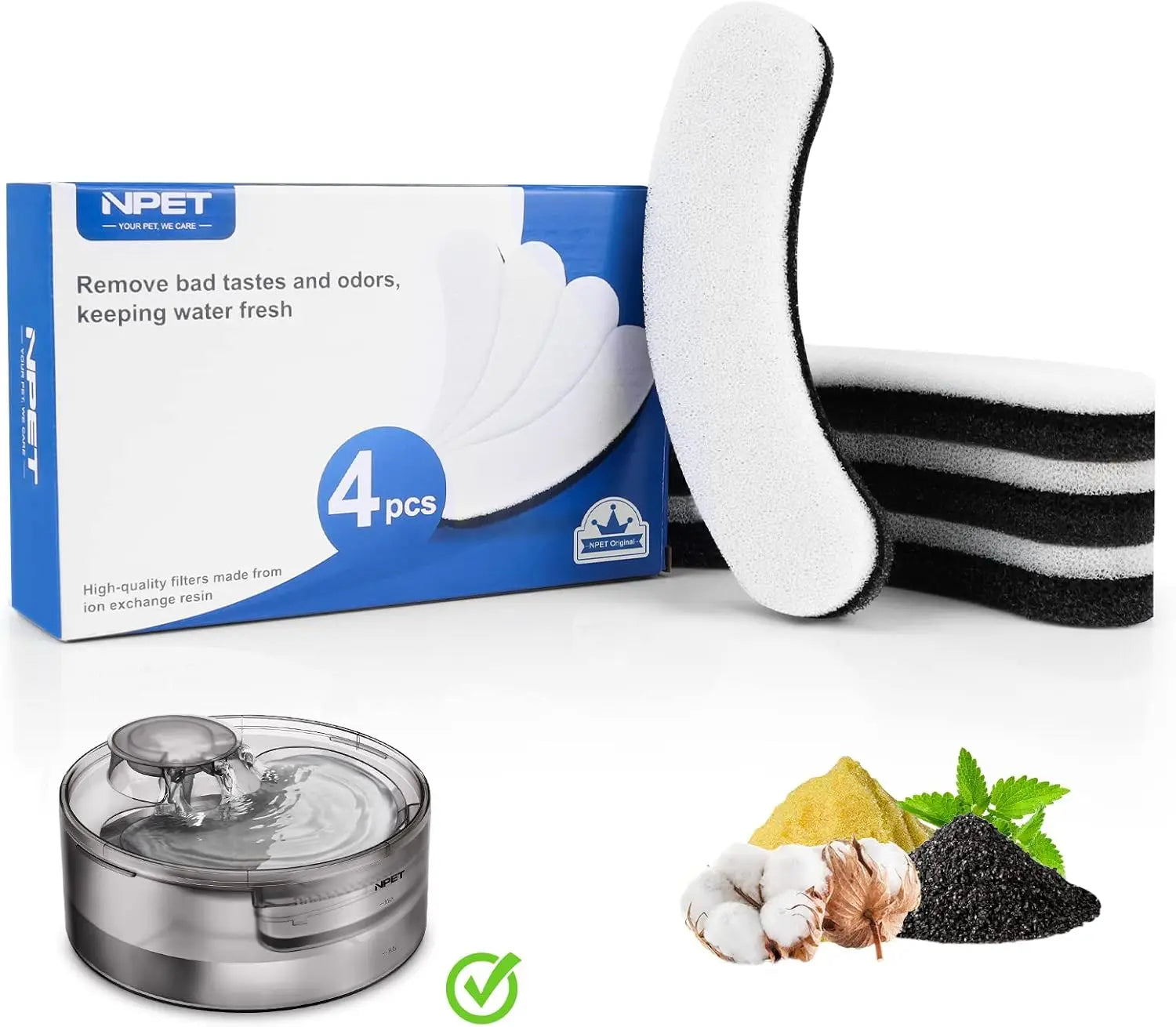 NPET DF10 Dog Water Fountain Replacement Filters – Multi-Layer Activated Carbon Filters