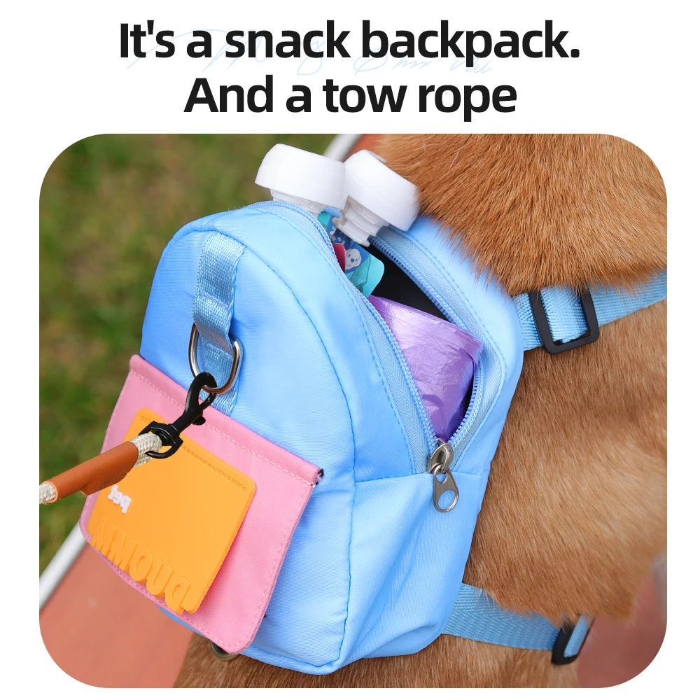 Dog Leash Backpack – Outdoor Travel Self-Leash Bag for Dogs