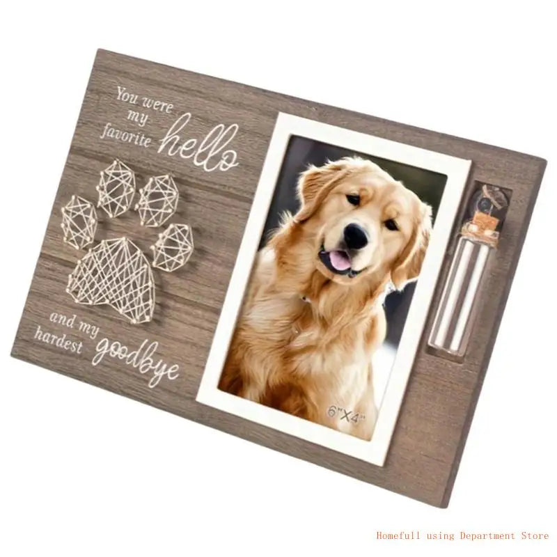 Personalized Pet Memorial Photo Frame with Glass Bottle Keepsake