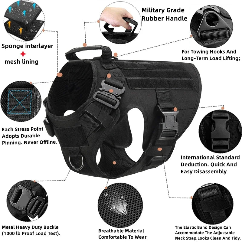 Tactical Dog Harness & Leash Set – Military-Grade Training Vest for All Breeds (German Shepherd, Golden Retriever & More)