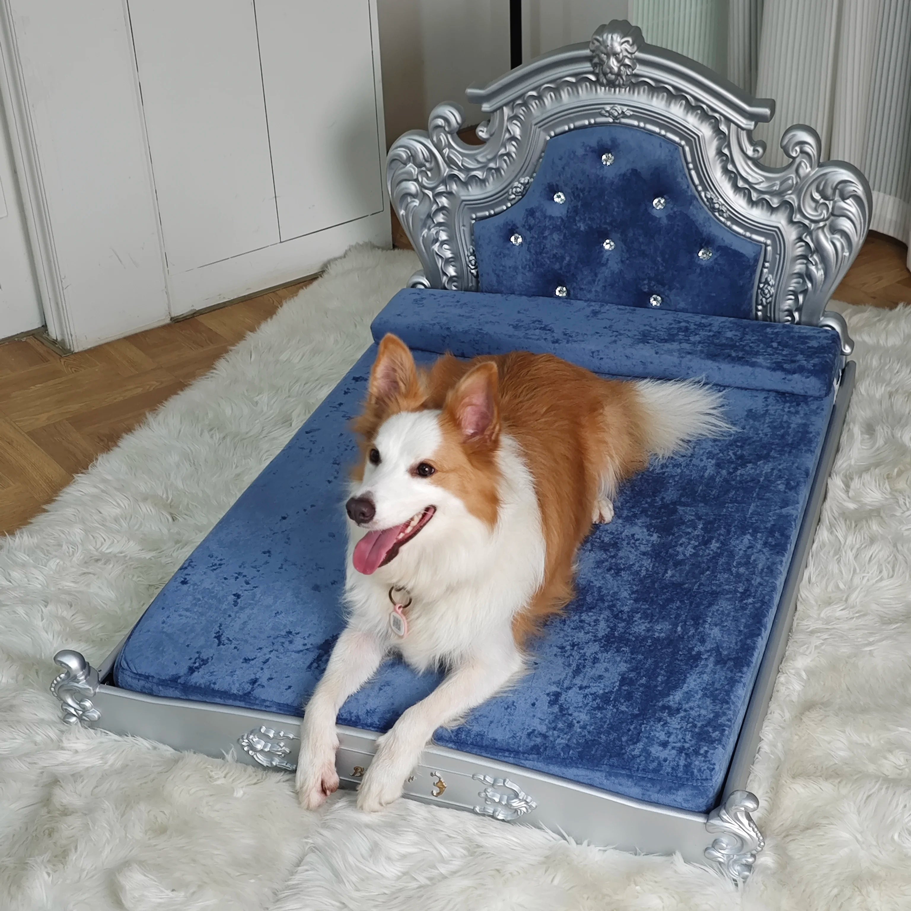 XXLarge Luxury Pet Bed with Headboard – Dutch Velvet & High Elastic Foam
