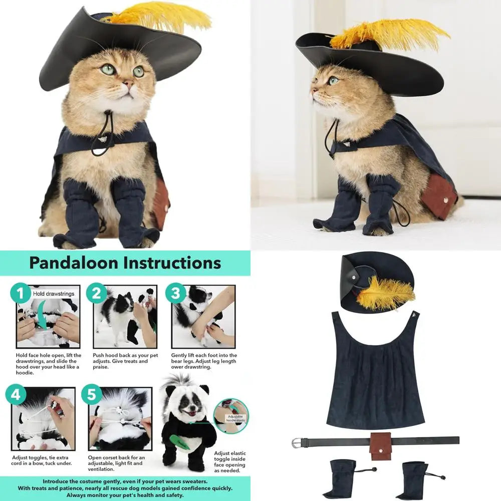 Pet Puss in Boots Costume – Cloak, Hat & Cape Outfit for Cats & Dogs