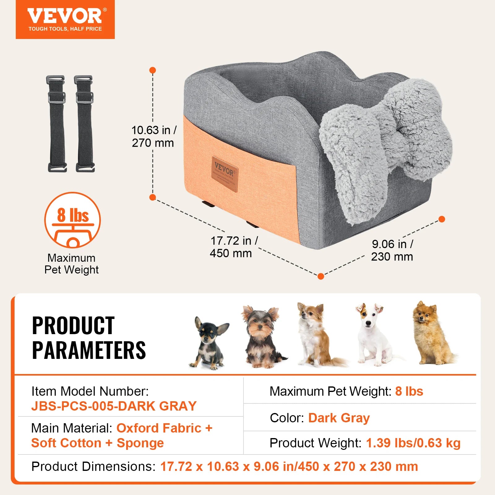 SucceBuy Dog Car Seat – Waterproof Booster Seat & Travel Bed for Medium & Large Dogs
