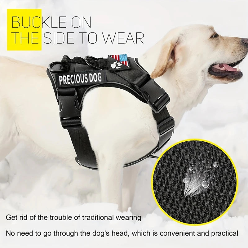 Service Dog Harness – Reflective Adjustable Dog Vest with 5 Patches, Soft Oxford & Mesh