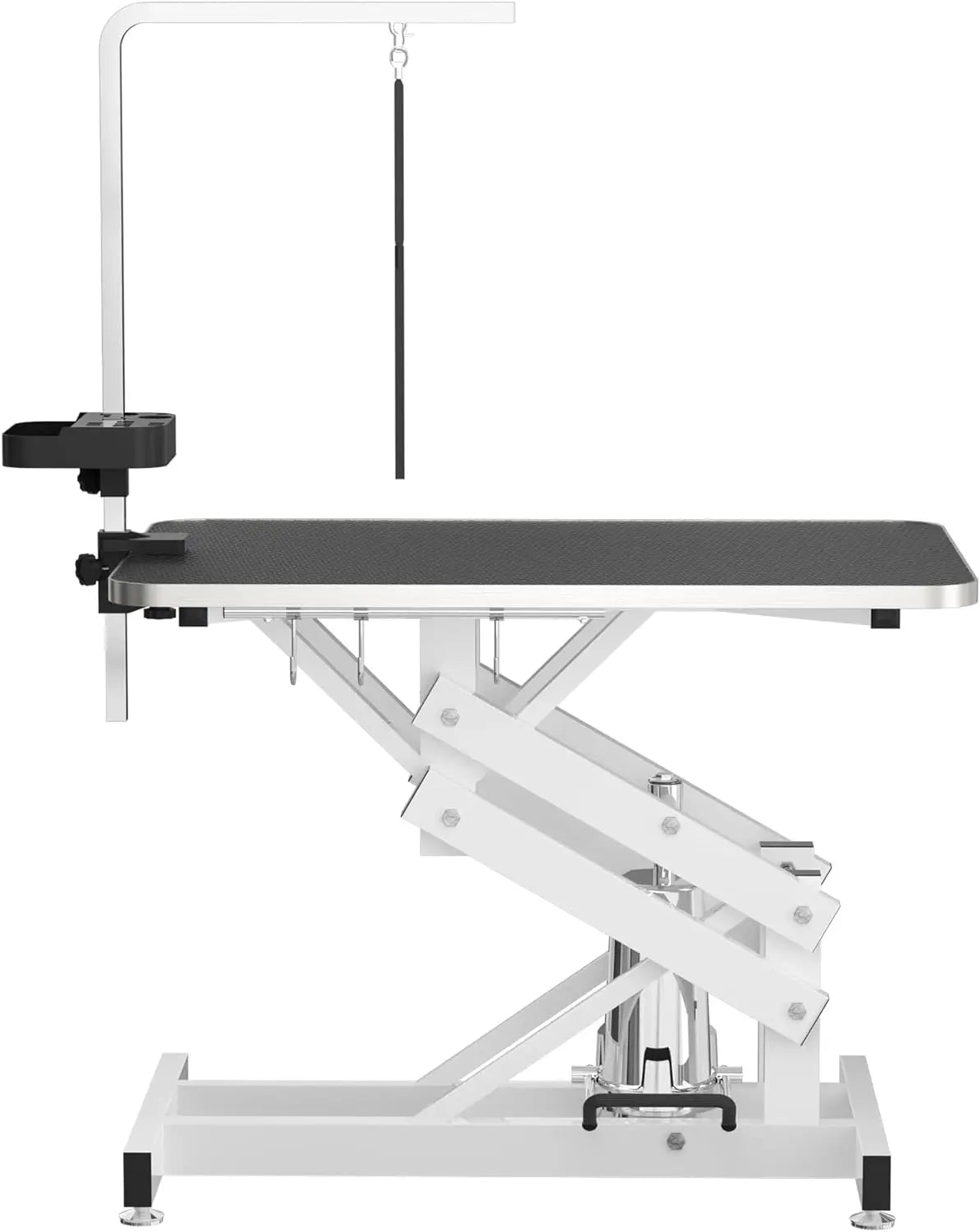 Hydraulic Pet Grooming Table with Z-Lift Base – Heavy-Duty Dog Grooming Station w/ Anti-Static Tabletop, Armrest & Leash Cover (330 lbs Capacity)