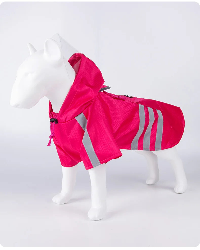 Large Dog Raincoat – Waterproof Reflective Hooded Yellow Jacket