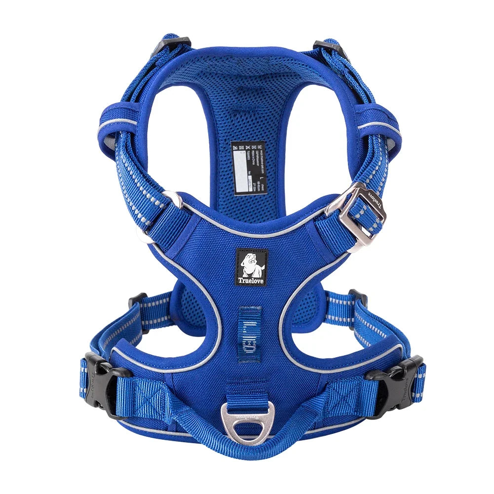 TRUE LOVE TLH5654 No-Pull Dog Harness – Adjustable Reflective Nylon Control Harness for Small to Large Dogs