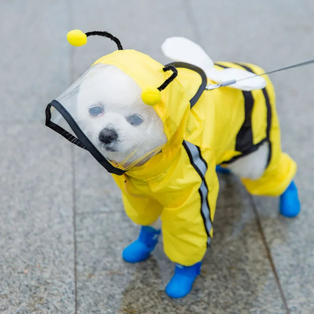 Bear Dog Raincoat – Full Body Waterproof Puppy Jacket with Hood